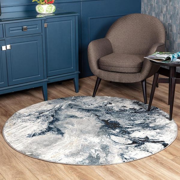 Livabliss Teppich NEW YORK, rund, Höhe: 10 mm, Moderner Designerteppich in Marmor Optik, Kurzflor Wohnzimmerteppich