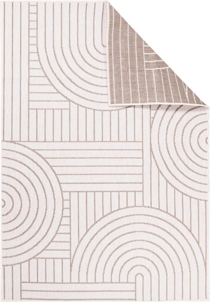 In- & Outdoor-Teppich Beige, Creme - Wendeteppich - 160x230 cm - Geometrisches Muster - Wetterbeständig für Balkon, Terrasse - Teppiche Modern Indoor Wohnzimmer, Küche Bild 2