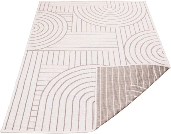In- & Outdoor-Teppich Beige, Creme - Wendeteppich - 160x230 cm - Geometrisches Muster - Wetterbeständig für Balkon, Terrasse - Teppiche Modern Indoor Wohnzimmer, Küche Bild 6