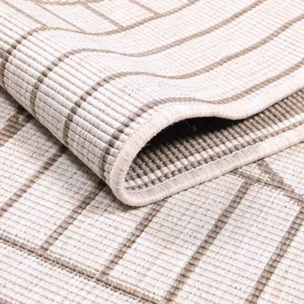 In- & Outdoor-Teppich Beige, Creme - Wendeteppich - 160x230 cm - Geometrisches Muster - Wetterbeständig für Balkon, Terrasse - Teppiche Modern Indoor Wohnzimmer, Küche Bild 4