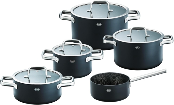 RÖSLE Topfset EBONIC 5-tlg. ProNero Keramik-Wabenbeschichtung