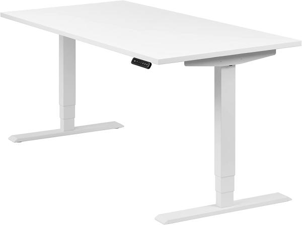 boho office® homedesk - elektrisch stufenlos höhenverstellbares Tischgestell in Weiß mit Memoryfunktion, inkl. Tischplatte in 160 x 80 cm in Weiß