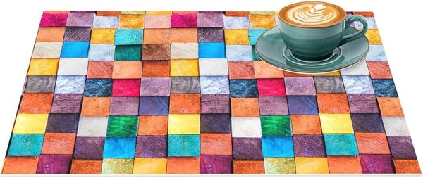 ANRO Platzset DEIN Platzdeckchen Servierdeckchen Soft Tischset Tellerunterleger, (Einzelstück, 1-St, einzelverpackt), Glatt, leichte Narbung 50x35 cm Mosaik