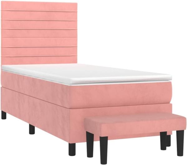 vidaXL Boxspringbett mit Matratze Rosa 90x200 cm Samt 3137886