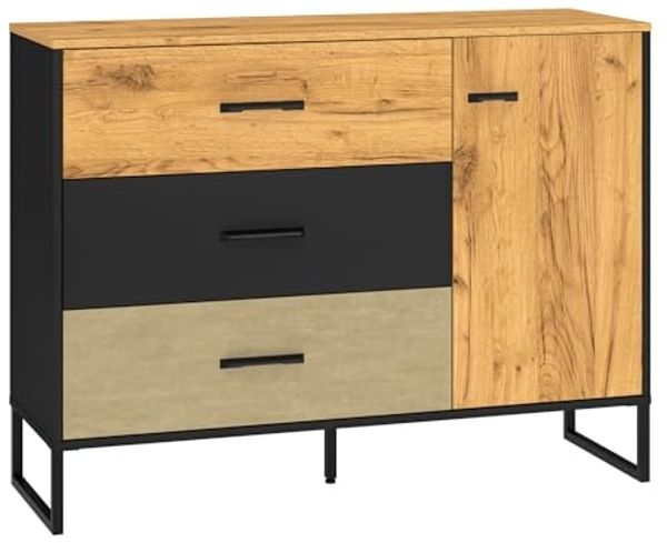 Kommode Colt Sideboard 120x40x90cm schwarz Craft Gold Eiche Premium Steel
