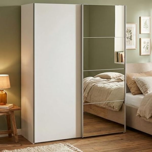 Dmora - Kleiderschrank 2 Türen Diandra, Schlafzimmermöbel, Schrank, Garderobe, 150x61 h200 cm, Weiß