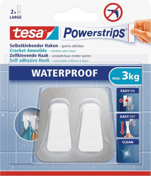 tesa Powerstrips Doppelhaken Waterproof weiß