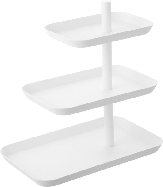 Yamazaki 4280 TOWER 3-stöckige Etagere, weiß, Stahl, minimalistisch, 24.7 x 15.7 x 25.7 cm