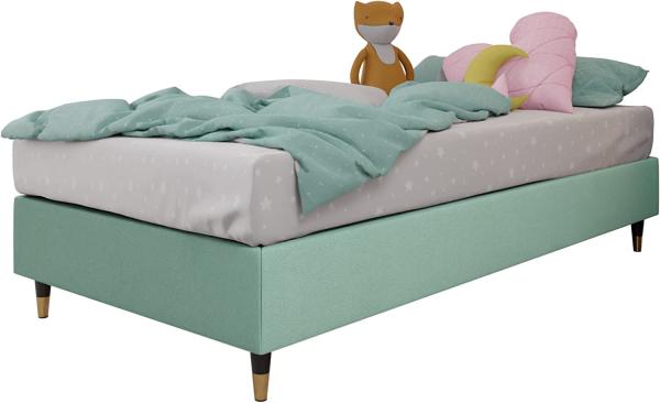 Boxspringbett Sauro Gold für Wandpaneel, Mint, 90 x 200 cm