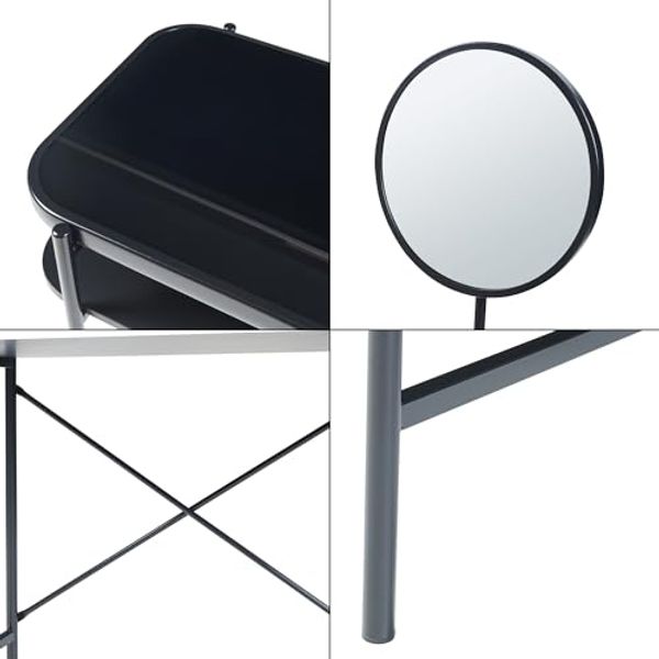 Schminktisch Hjelmeland mit Spiegel 129x80x44 cm Schwarz [en. casa] Bild 6