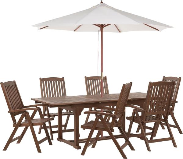 Gartentisch Set AMANTEA Akazienholz 6 Personen Beige