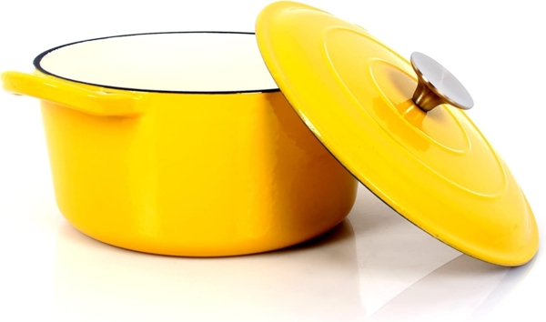 ECHTWERK Kochtopf, Brotbacktopf, Schmortopf, Emaille, Gusseisen (1-tlg), f. Backöfen, Grill, BBQ Induktion, 3,5 Liter, Ø 23,5 cm