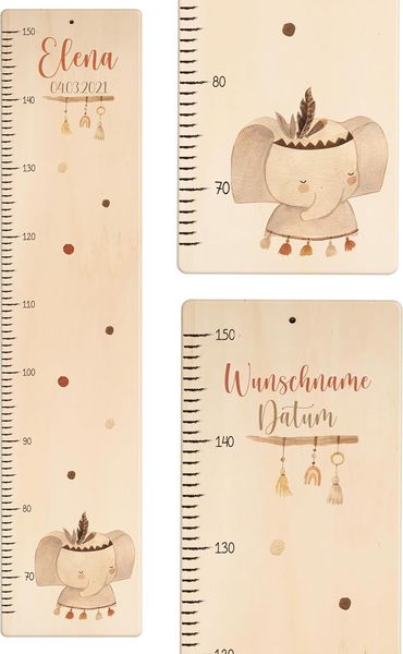 KIDSMOOD - Messlatte für Kinderzimmer Personalisiert, 70-140 cm - Messlatte Kinder Holz personalisiert Mit Namen für Baby- & Kleinkinderzimmer - Individuelles Geschenk für Kinder und Babys zum Geburt