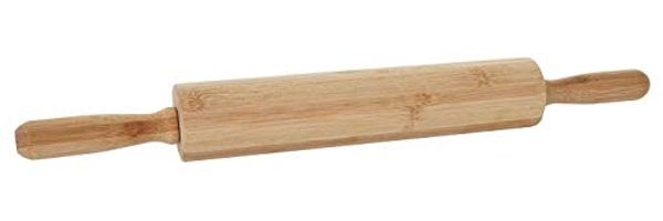 Teigrolle HWC-B71, Nudelholz Wellholz Ausroller Rollholz Teigwalze Teigausroller Holzroller Holzwalze, Bambus 44x5cm