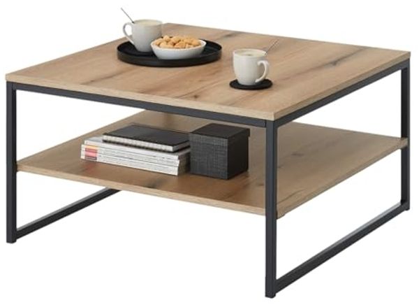 moebel-dich-auf Couchtisch KUBUS (in Evoke Eiche Dekor, quadratisch, Metallgestell), (BxHxT) 75x40x75 cm