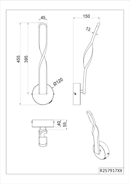 LED Wandleuchte GINKO für innen modern mit Schalter, Schwarz, Höhe 45cm Bild 12