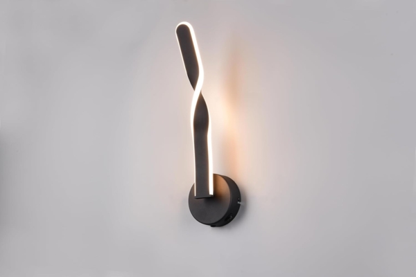 LED Wandleuchte GINKO für innen modern mit Schalter, Schwarz, Höhe 45cm Bild 2