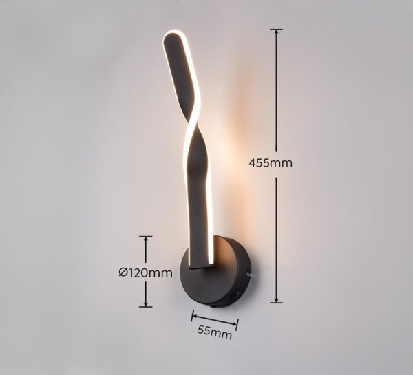 LED Wandleuchte GINKO für innen modern mit Schalter, Schwarz, Höhe 45cm Bild 11
