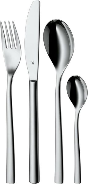 WMF Palermo Besteckset, 6 Personen, 24-teilig, Monobloc-Messer, Cromargan Edelstahl poliert, glänzend, spülmaschinengeeignet