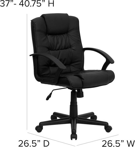 Flash Furniture Mittlerer Rücken schwarz Leder Swivel Aufgabe Stuhl Bild 3