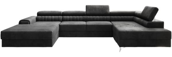 Designer Sofa Collina mit Schlaf- und Klappfunktion Samt Anthrazit Rechts