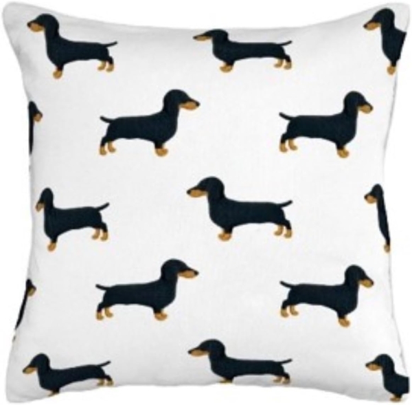 Yve! Decoration Zierkissenhülle Dackel - ca. 50 x 50 cm weiß braun