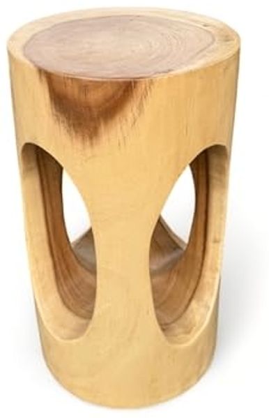 FaHome Beistelltisch Holzhocker Massiv Rund (50x30x30cm), Hocker Natur Beistelltisch Blumenhocker Massivholz