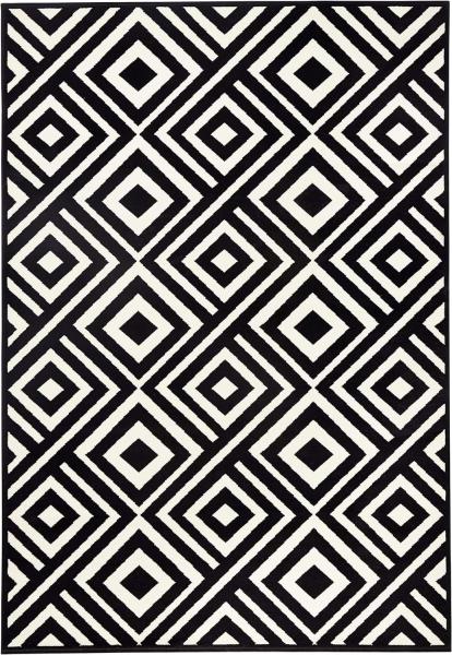 Kurzflor Teppich Art Schwarz Creme - 140x200x0,9cm