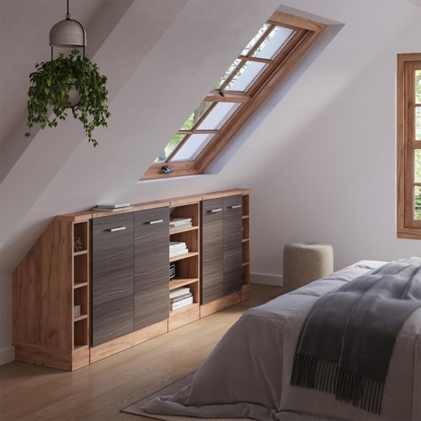 Küchenschrank für Dachschrägen R-Line Edelgrau 215 cm 5er Set Vicco Bild 2