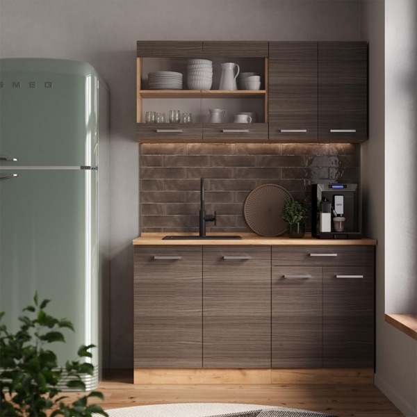 Küchenschrank für Dachschrägen R-Line Edelgrau 215 cm 5er Set Vicco Bild 7