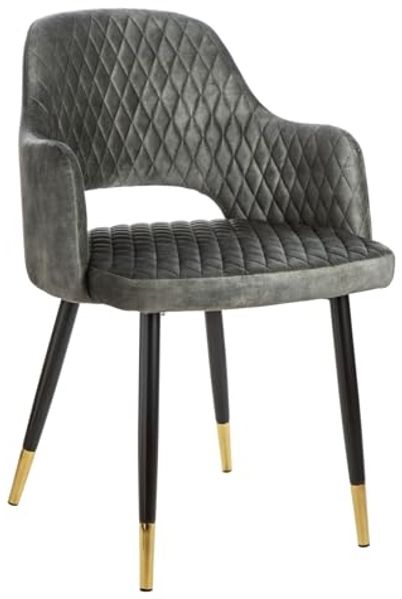 riess-ambiente 4-Fußstuhl PARIS grün / schwarz gold (Einzelartikel, 1 St), Esszimmer · Samt · Metall · mit Armlehne · Ziersteppung