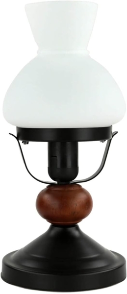 Licht-Erlebnisse Nachttischlampe PETRONEL, ohne Leuchtmittel, Tischlampe Braun Holz Metall Glas Landhaus Rustikal