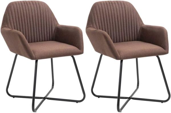 vidaXL Esszimmerstühle 2 Stk. Braun Stoff [249810]