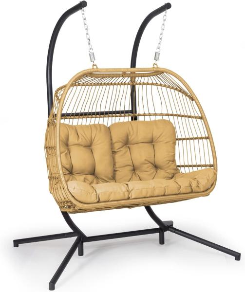 Biarritz Double Hängesessel Zweier PE Aluminium Polyrattan 260 kg Beige