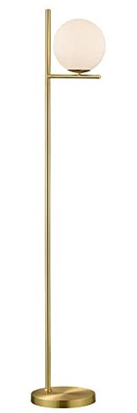Stehleuchte, Glaskugel, weiß, messing-matt, H 150 cm