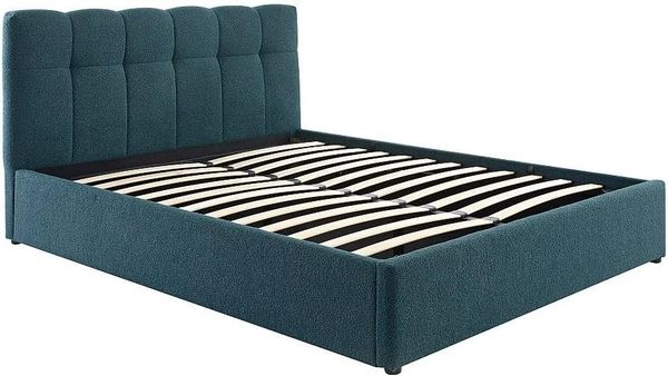 Vente-unique - MAZIRI Bett Stoff Blau - B 208 cm x H 97 cm x L 152 cm Bild 3