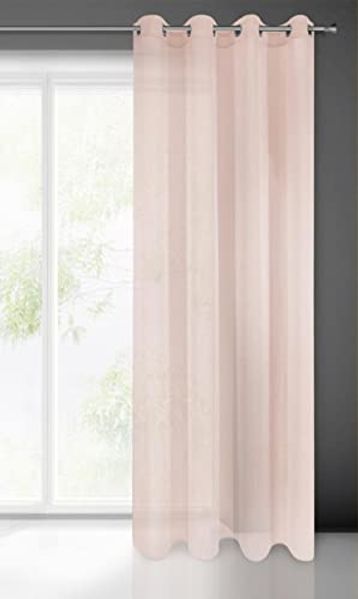 Eurofirany Gardine Rebecca Durchsichtige Vorhänge Blau Rosa Weiß 140x250 Ösenschal