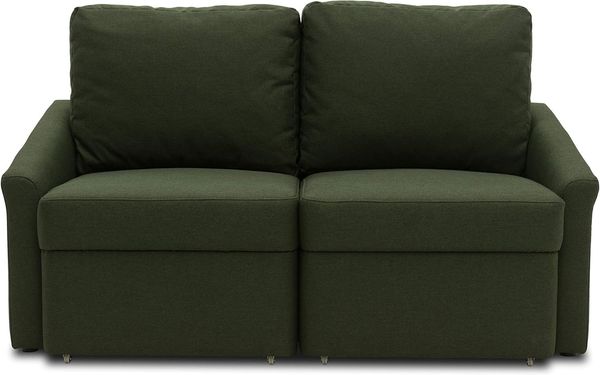 DOMO. collection Relax Couch | Dauerschläfer Boxspring Sofa mit Schlaffunktion | 2-Sitzer Schlafsofa Gästebett | 168 x 96 x 86 cm | grün