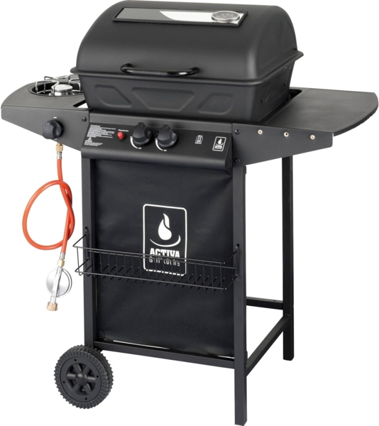 Activa Lavastein Gasgrill, Edelstahl Schwarz, 99 x 49 x 92 cm