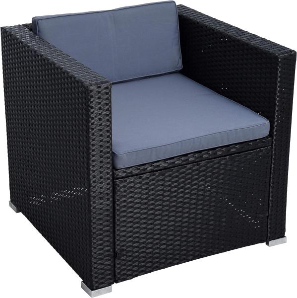 Polyrattan Loungesessel Gartensessel Rattan Sessel Gartenstuhl Stuhl Schwarz