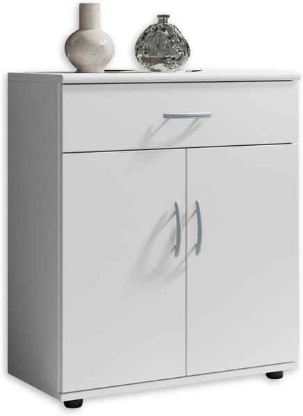 LILLY Kommode in Weiß - Moderne Kommode mit Schublade und viel Stauraum für Wohnzimmer, Esszimmer und Flur - 60 x 70 x 30 cm (B/H/T)
