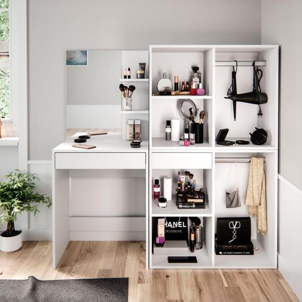 Schminktisch Isabelle Weiß 140 cm mit Schränken Vicco