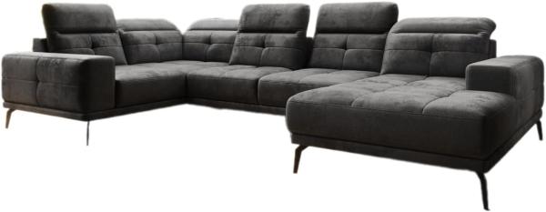 Designer Sofa Nerio mit verstellbarer Kopf- und Rückenlehne Samt Anthrazit Rechts