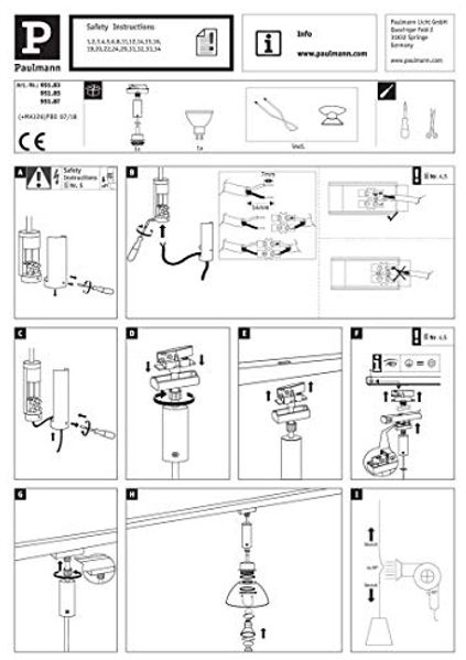 Paulmann URail Schienensystem DecoSystems LED Pendel Blanko 1x3,5W GZ10 230V Chrom matt Metall6152 Bild 6