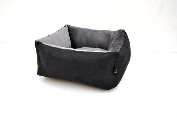 Lebon Katzen- und Hundebett Amelie L 50 x B 50 x H 24 cm schwarz/grau
