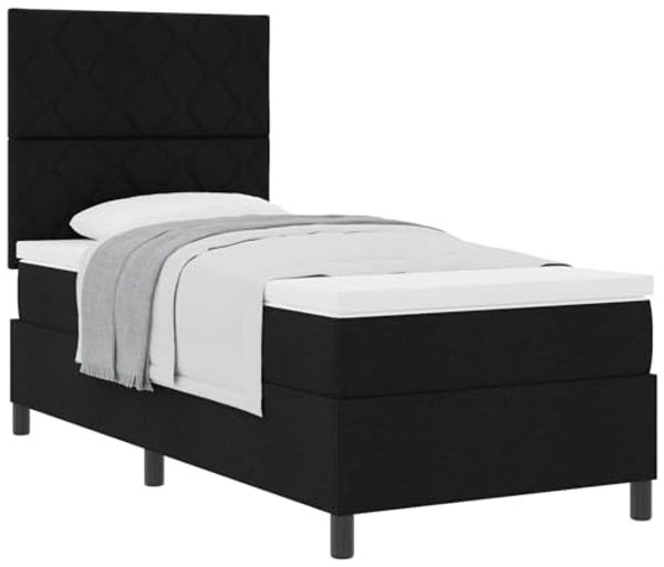 vidaXL Boxspringbett mit Kopfteil Schwarz 100 x 200 cm Stoff 3339443