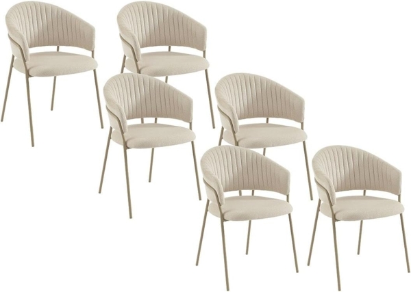 Vente-unique - Stuhl 6er-Set - Texturierter Stoff & Metall - Beige - MADOLIA von Pascal MORABITO