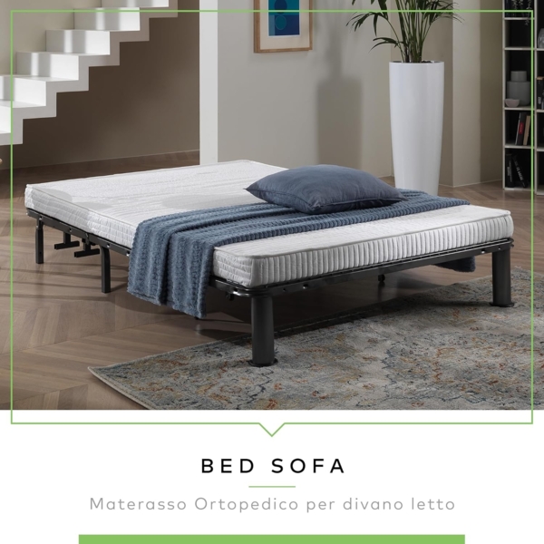 EVERGREENWEB Doppelmatratze für Schlafsofa,10 cm hoch, Faltbare Matratze mit gemütlichem Sitz, orthopädische Matratze aus Polyurethan, weiße hypoallergene Beschichtung, mit Befestigungsbänder 160x190 cm Bild 4