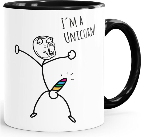 MoonWorks Tasse Kaffee-Tasse mit Spruch I`'m a unicorn Motiv lustiges Strichmännchen Penis Einhorn Parodie Bürotasse Kaffeebecher MoonWorks®, Keramik