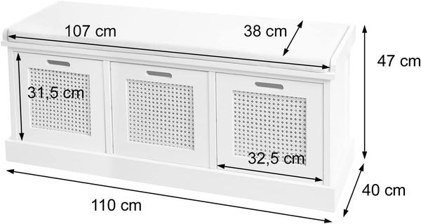 Sitzbank HWC-J49, Polsterbank Garderobenbank, Kissen Aufbewahrungsboxen Staufach 47x110x40cm ~ braun, Polster schwarz Bild 2